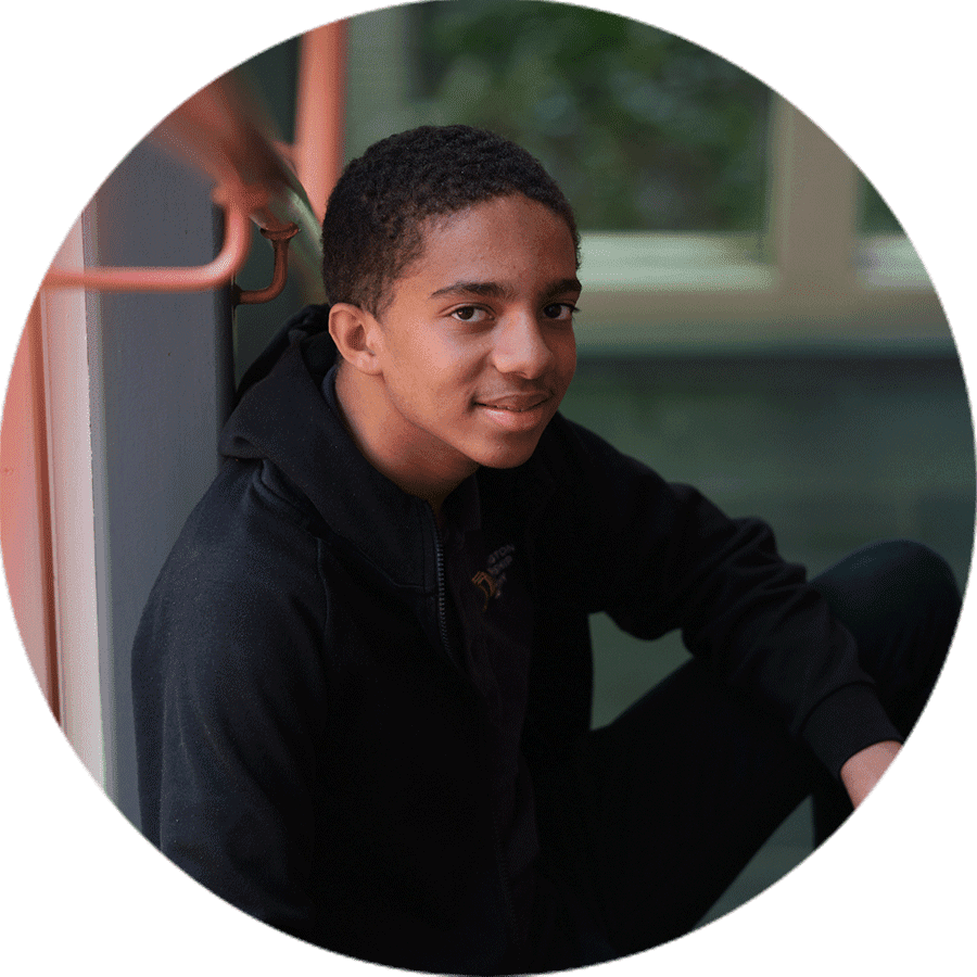 a student looking forward