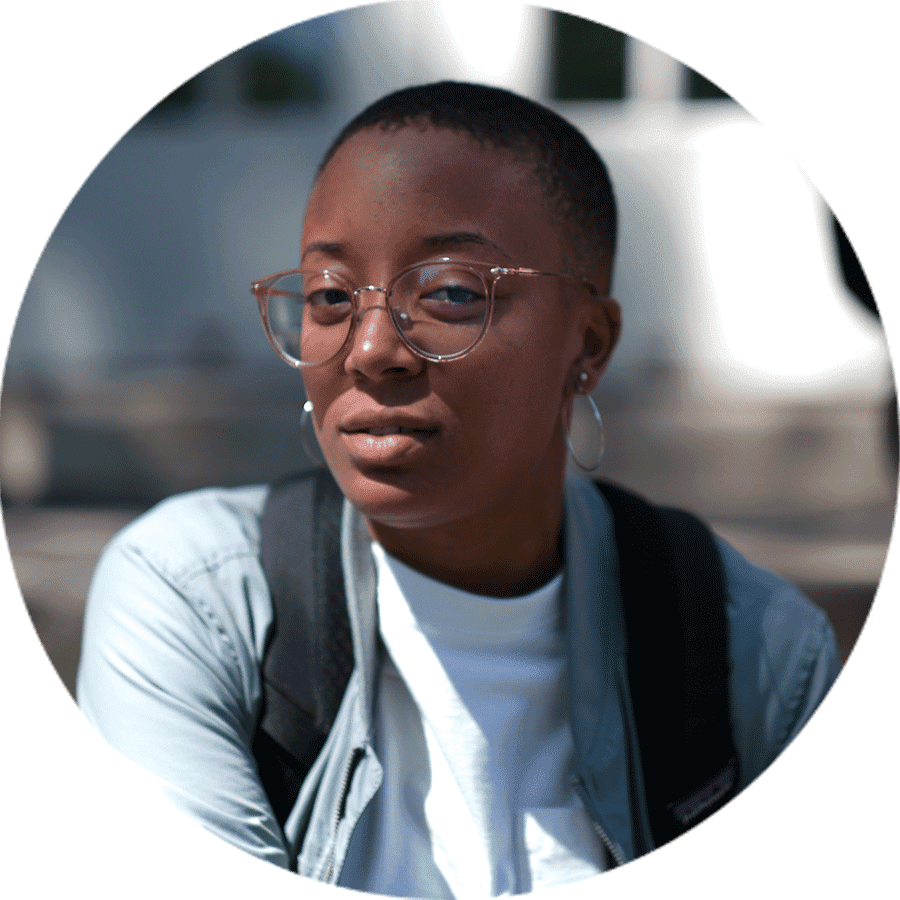 a student looking forward