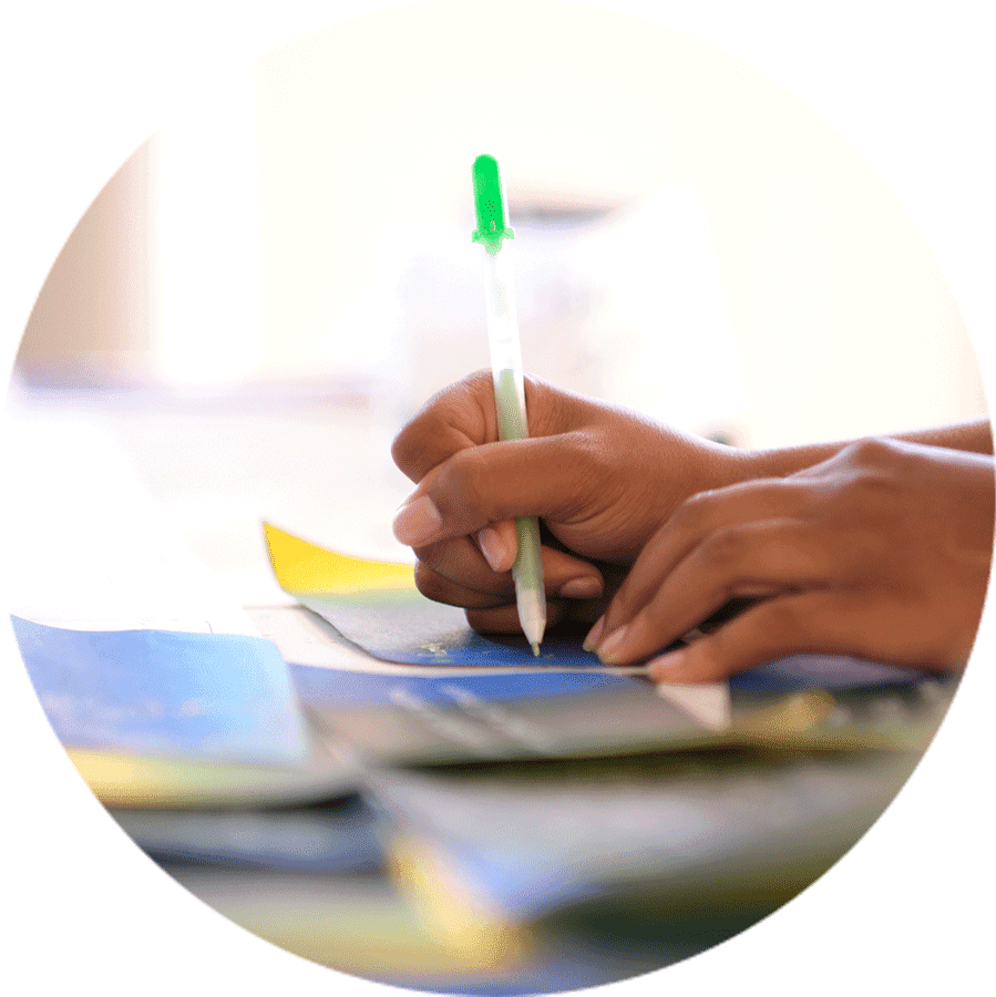 hand writing with a pen