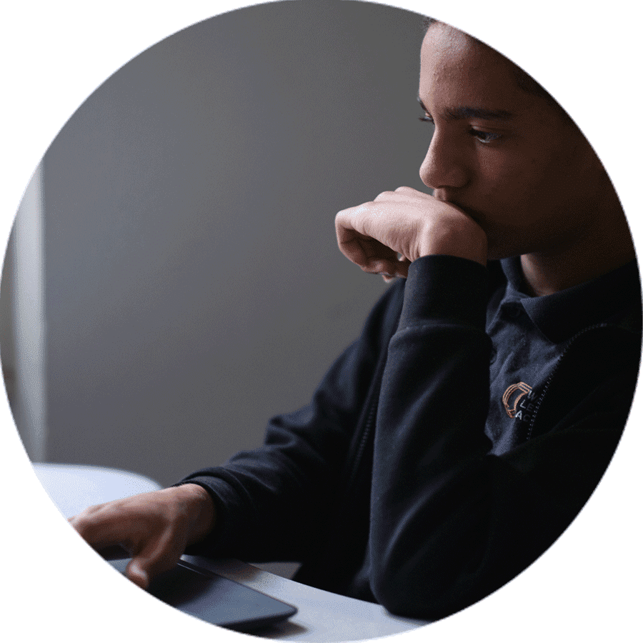 student working on a computer