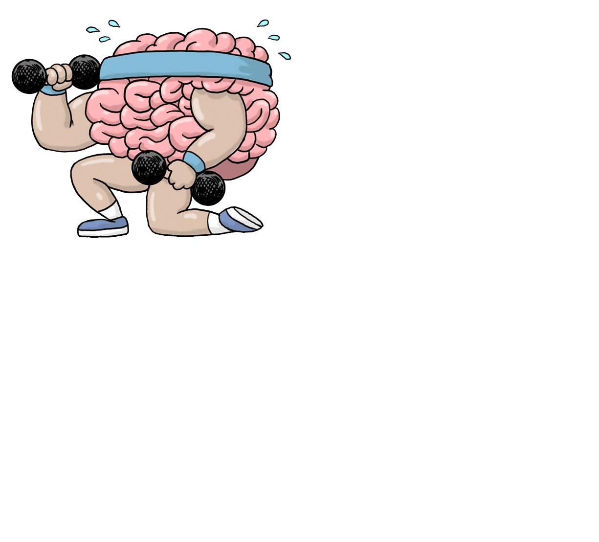 Illustration of a brain lifting weights