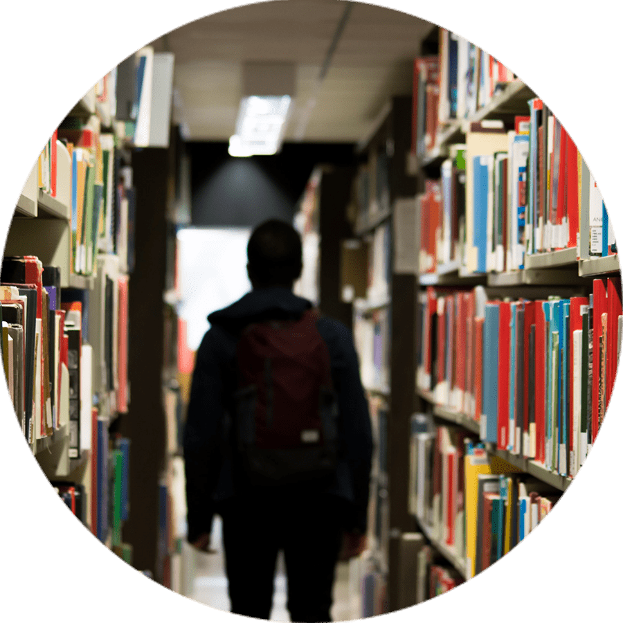 a student in a library